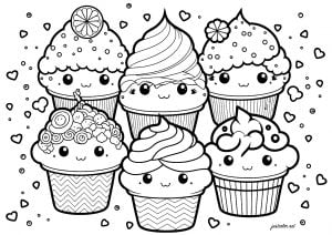 Funny Kawaii cupcakes